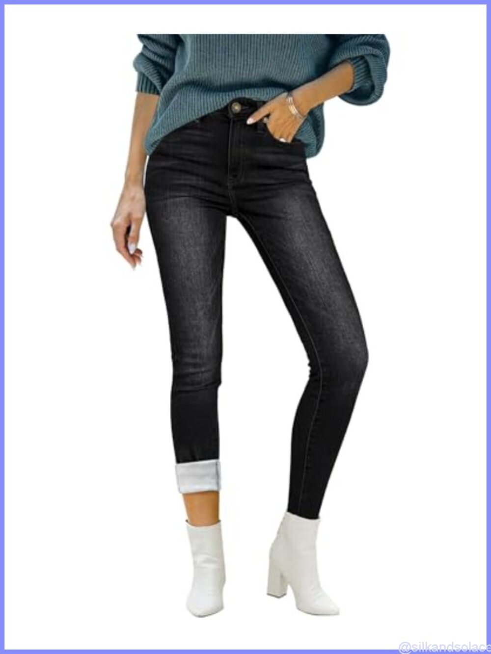 Fleece Lined High Waisted Stretch Thermal Denim Jeggings Skinny Winter Jeans